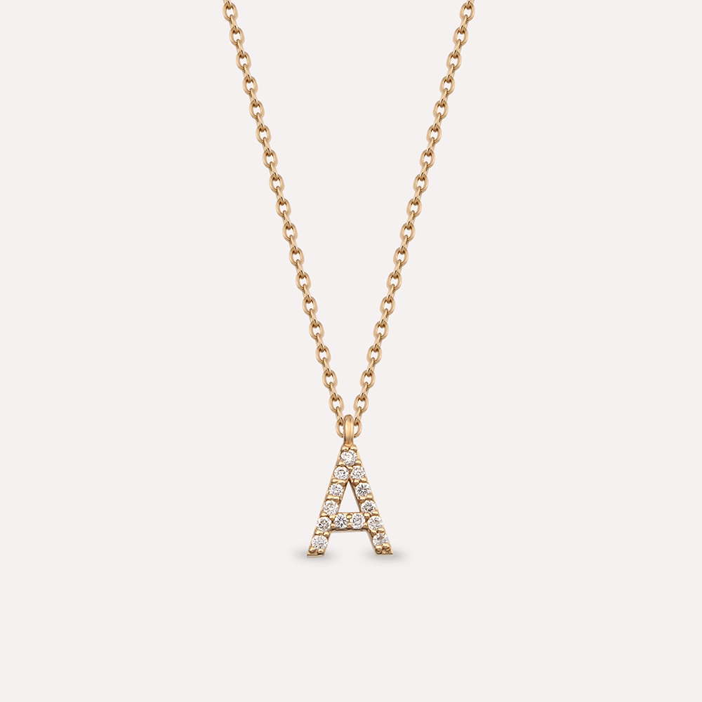 A Letter 0.08 CT Diamond Rose Gold Necklace - 2