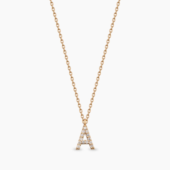 A Letter 0.08 CT Diamond Rose Gold Necklace - Nev Jewellery