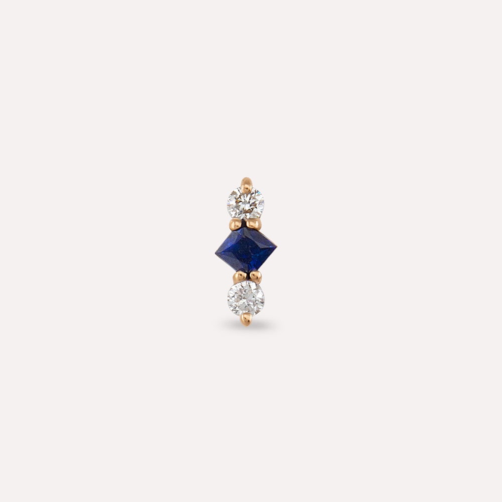 Abacus Blue Safir ve Pırlanta Taşlı Rose Altın Piercing - 3