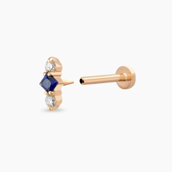 Abacus Blue Sapphire and Diamond Rose Gold Piercing - 4