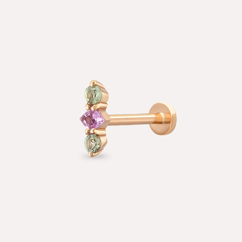 Abacus Multicolor Safir Taşlı Rose Altın Piercing - 1