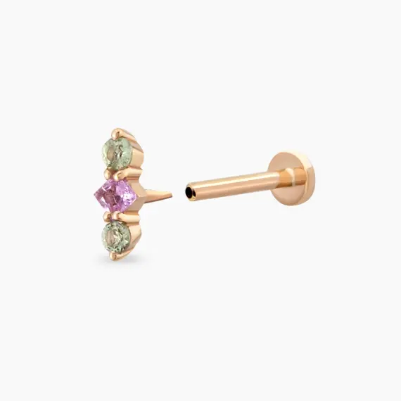 Abacus Multicolor Safir Taşlı Rose Altın Piercing - 2
