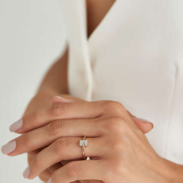 Aden 0.28 CT Baget Pırlanta Taşlı Rose Altın Yüzük - Nev Jewellery (1)