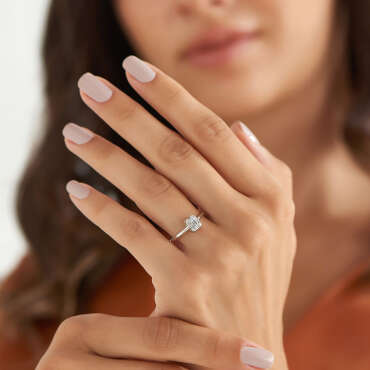 Aden 0.30 CT Baget Pırlanta Taşlı Beyaz Altın Yüzük - Nev Jewellery (1)