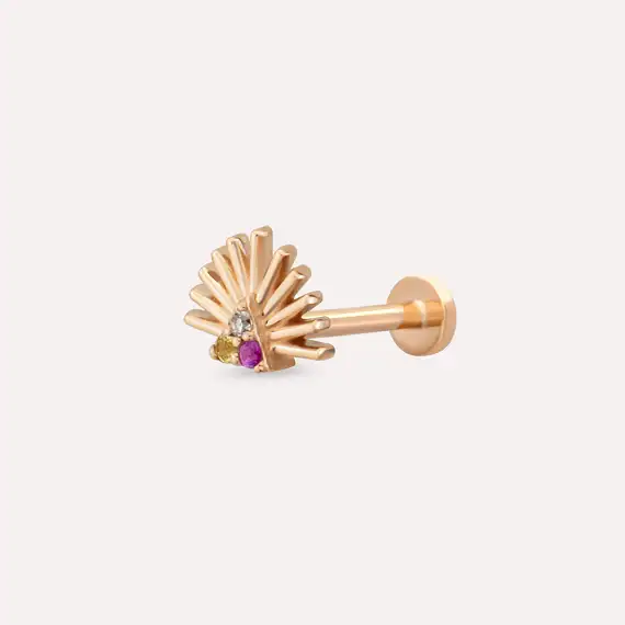 Adhafera Diamond and Multicolor Sapphire Rose Gold Piercing - 1