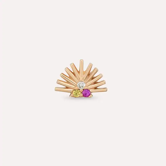 Adhafera Diamond and Multicolor Sapphire Rose Gold Piercing - 5