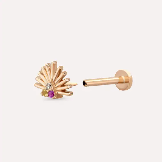 Adhafera Diamond and Multicolor Sapphire Rose Gold Piercing - 6