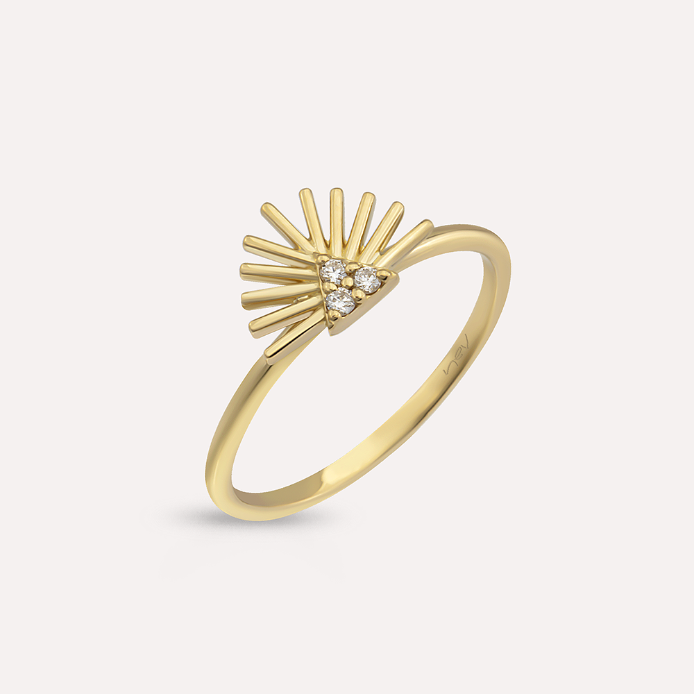 Adhafera Diamond Yellow Gold Ring - 2