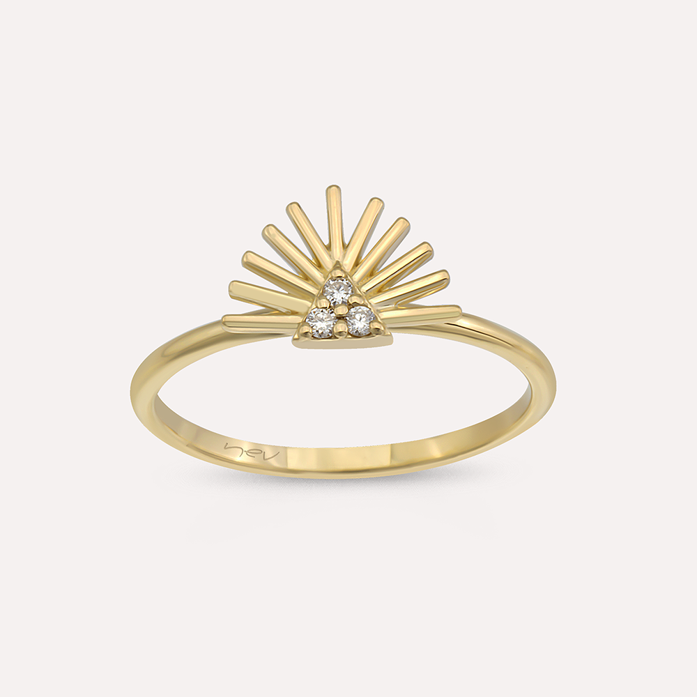 Adhafera Pırlanta Taşlı Sarı Altın Yüzük - Nev Jewellery (1)