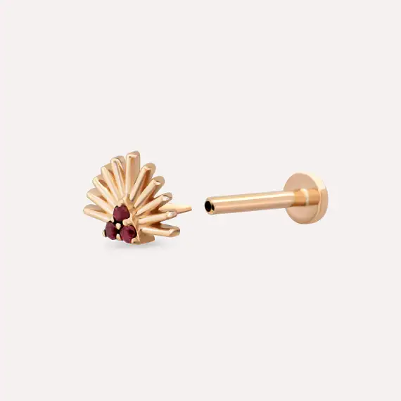 Adhafera Red Safir Taşlı Rose Altın Piercing - 5