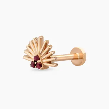 Adhafera Red Safir Taşlı Rose Altın Piercing - Nev Jewellery (1)