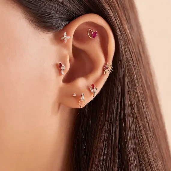 Adhafera Red Sapphire Rose Gold Piercing - 3