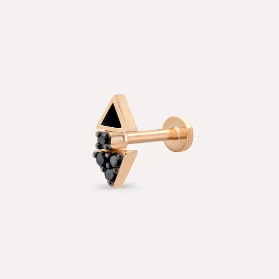 Afra Black Diamond and Black Enamel Rose Gold Piercing - 1