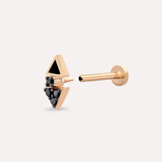 Afra Black Diamond and Black Enamel Rose Gold Piercing - 4