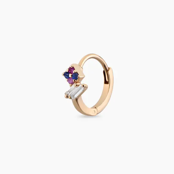 Afra Blue, Purple Safir ve Pırlanta Taşlı Halka Piercing - 1