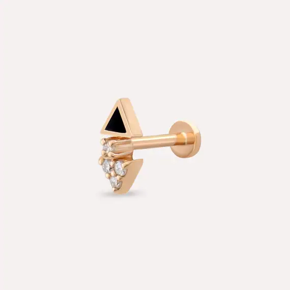 Afra Diamond and Black Enamel Rose Gold Piercing - 1