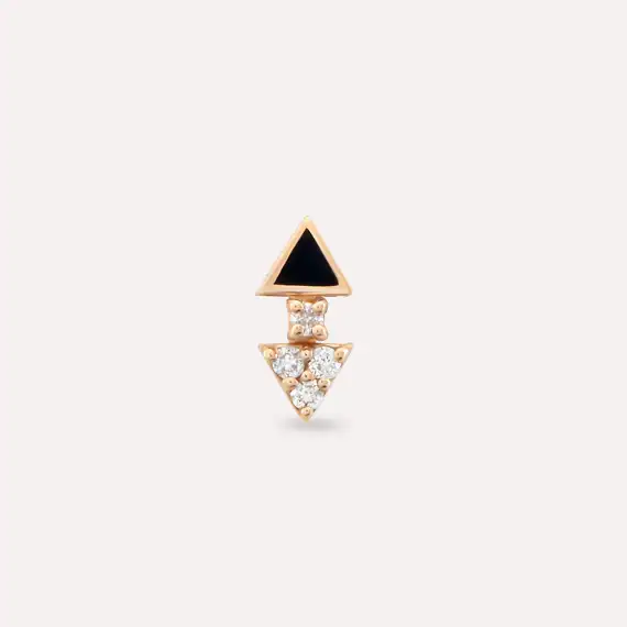 Afra Diamond and Black Enamel Rose Gold Piercing - 3