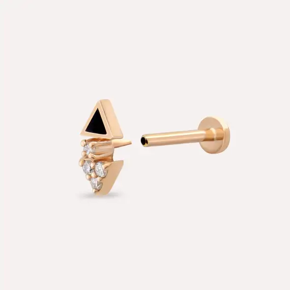 Afra Diamond and Black Enamel Rose Gold Piercing - 4