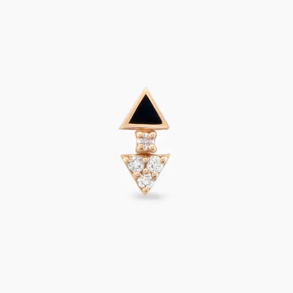 Afra Diamond and Black Enamel Rose Gold Piercing - 3