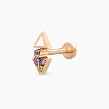 Afra Multicolor Sapphire Rose Gold Piercing - Nev Jewellery (1)