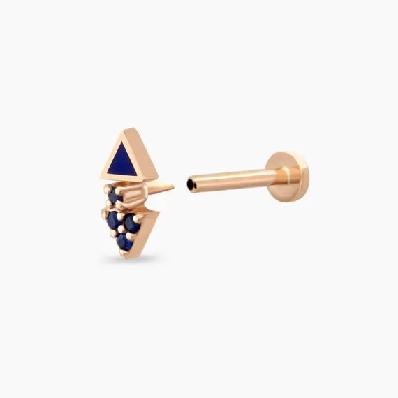 Afra Sapphire and Navy Blue Enamel Rose Gold Piercing - 4