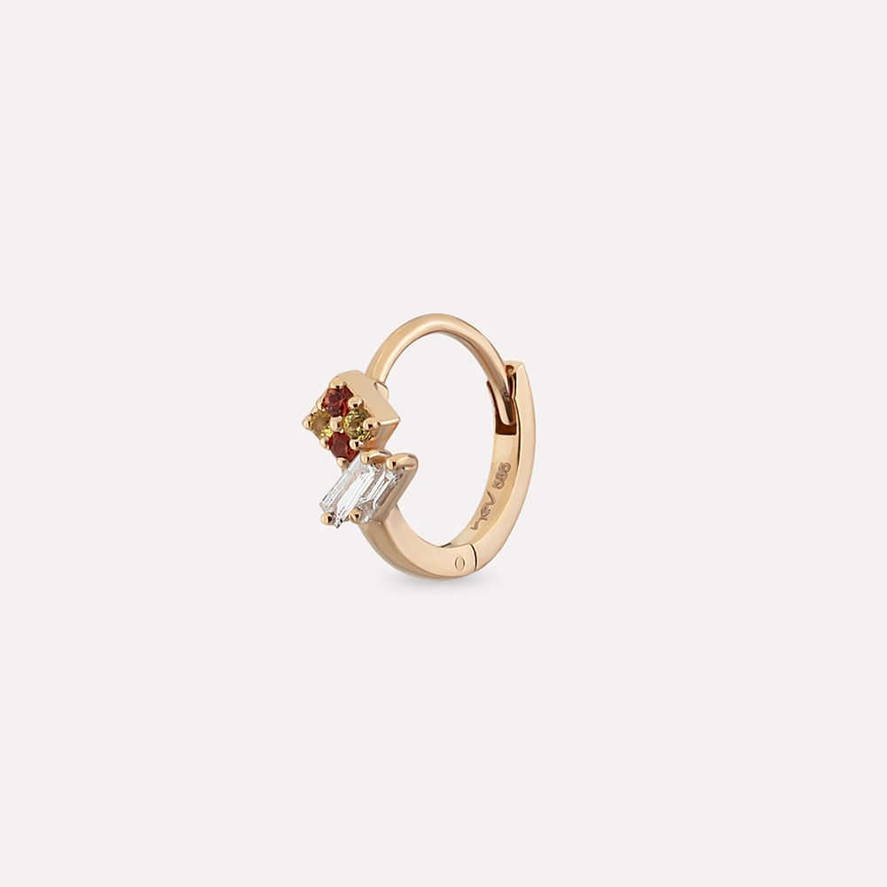 Afra Yellow, Orange Safir ve Pırlanta Taşlı Halka Piercing - 3