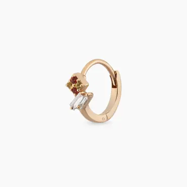 Afra Yellow, Orange Safir ve Pırlanta Taşlı Halka Piercing - Nev Jewellery (1)