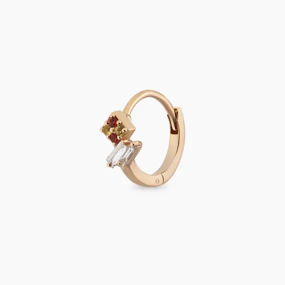 Afra Yellow, Orange Sapphire and Diamond Hoop Piercing - 1