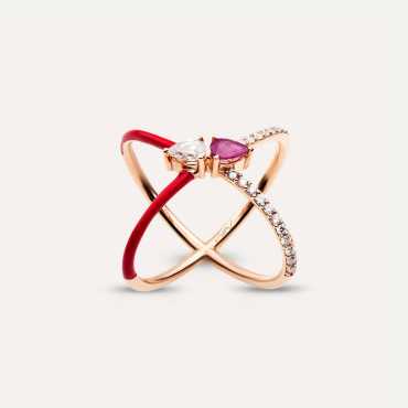 Akis Pırlanta ve Yakut Taşlı Kırmızı Mineli Yüzük - Nev Jewellery (1)