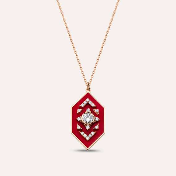 Aldebaran 0.41 CT Diamond and Red Enamel Pendant - 1