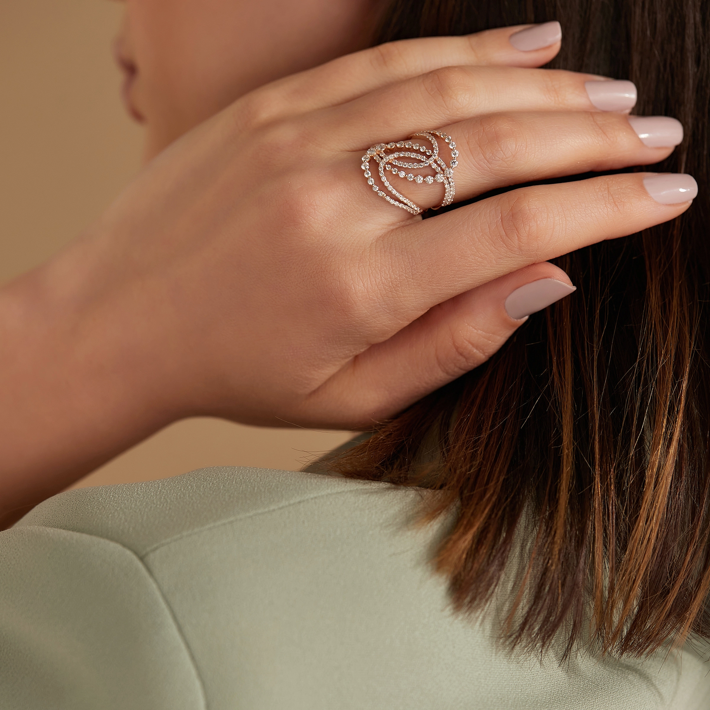 Alessio 1.42 CT Pırlanta Taşlı Rose Altın Yüzük - Nev Jewellery (1)