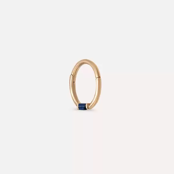 Alia Baguette Cut Blue Sapphire Rose Gold Hoop Piercing - 4