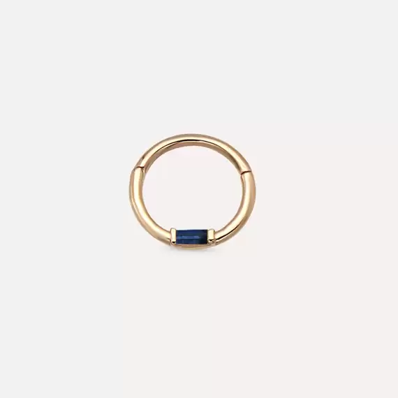 Alia Baguette Cut Blue Sapphire Rose Gold Hoop Piercing - 1