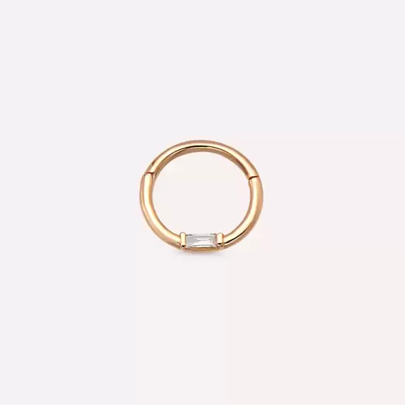 Alia Baguette Cut Diamond Rose Gold Hoop Piercing - 1