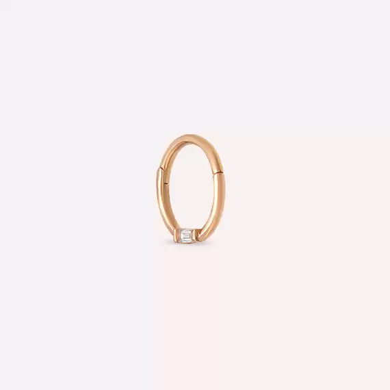 Alia Baguette Cut Diamond Rose Gold Hoop Piercing - 5