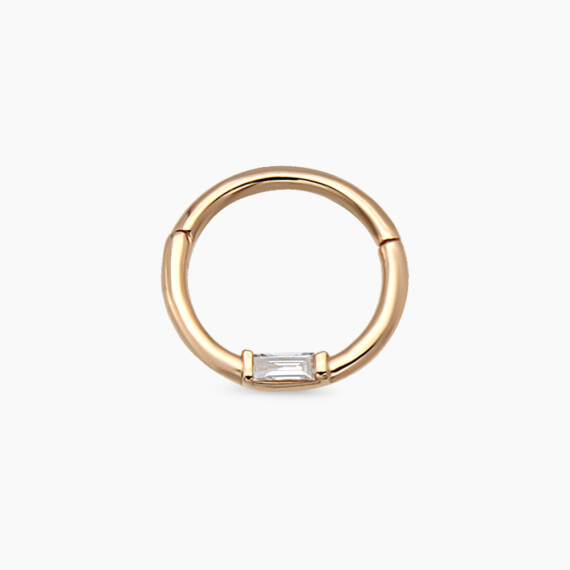Alia Baguette Cut Diamond Rose Gold Hoop Piercing - Nev Jewellery