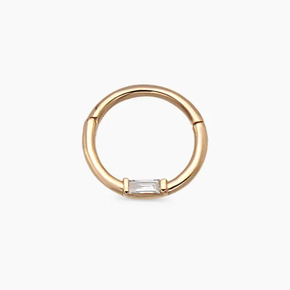 Alia Baguette Cut Diamond Rose Gold Hoop Piercing - 1