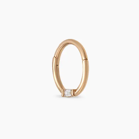 Alia Baguette Cut Diamond Rose Gold Hoop Piercing - 4