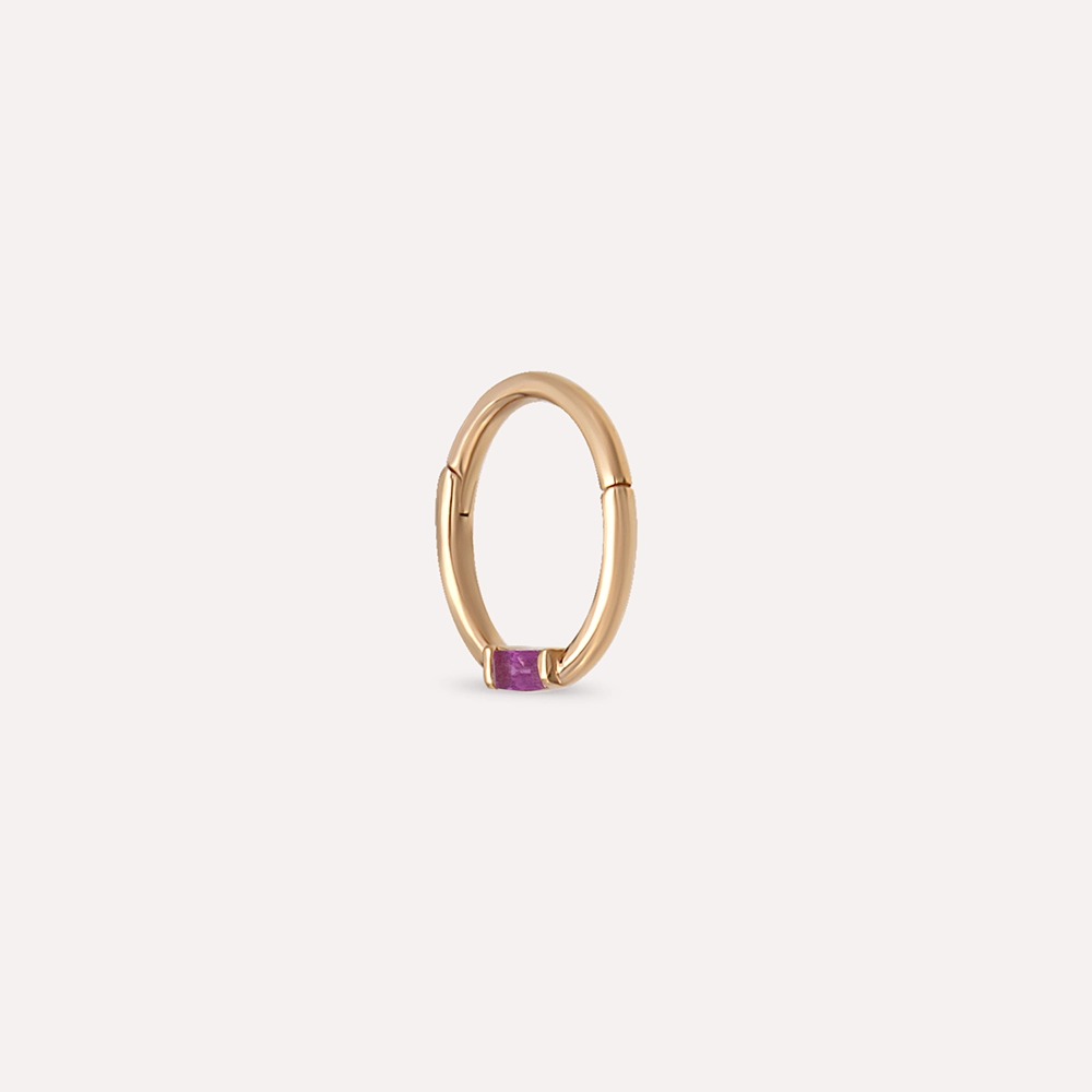 Alia Baguette Cut Diamond Ruby Rose Gold Piercing - 4