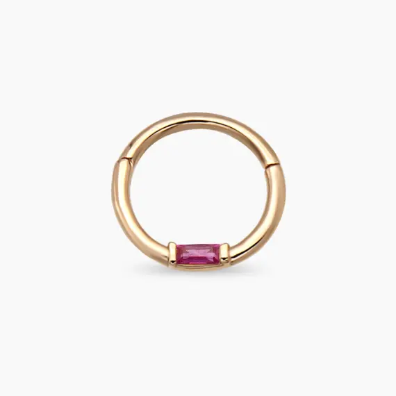 Alia Baguette Cut Diamond Ruby Rose Gold Piercing - 1