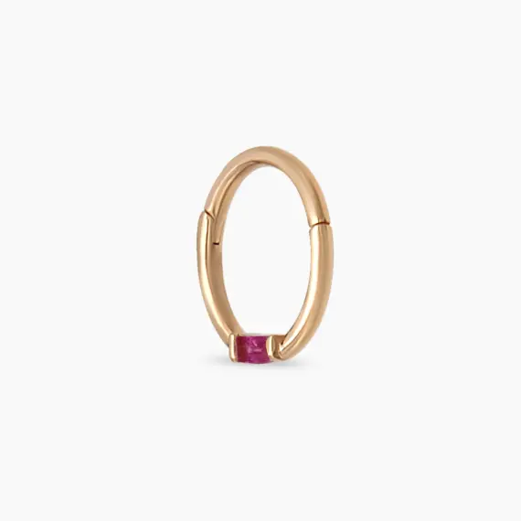 Alia Baguette Cut Diamond Ruby Rose Gold Piercing - 4