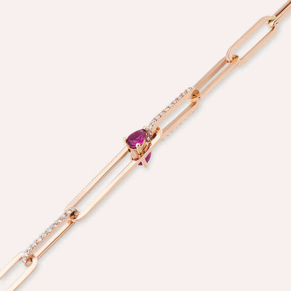 Alida 0.55 CT Pırlanta ve Yakut Taşlı Ataç Zincir Bileklik - 3