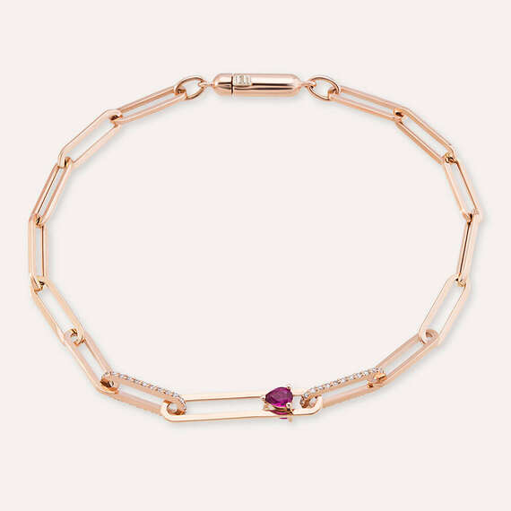 Alida 0.55 CT Pırlanta ve Yakut Taşlı Ataç Zincir Bileklik - 2