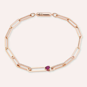 Alida 0.55 CT Pırlanta ve Yakut Taşlı Ataç Zincir Bileklik - Nev Jewellery (1)