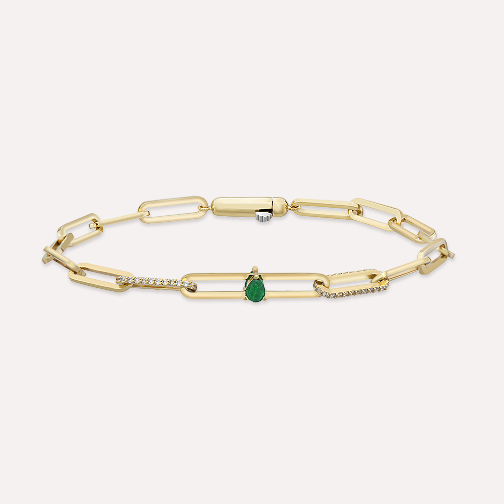 Alida 0.49 CT Emerald and Diamond Yellow Gold Bracelet - Nev Jewellery (1)