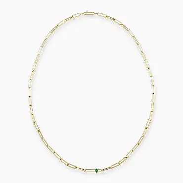Alida 0.69 CT Zümrüt ve Pırlanta Taşlı Sarı Altın Kolye - Nev Jewellery (1)