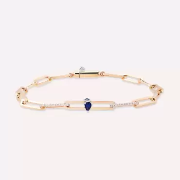 Alida 0.57 CT Safir ve Pırlanta Taşlı Rose Altın Bileklik - Nev Jewellery (1)