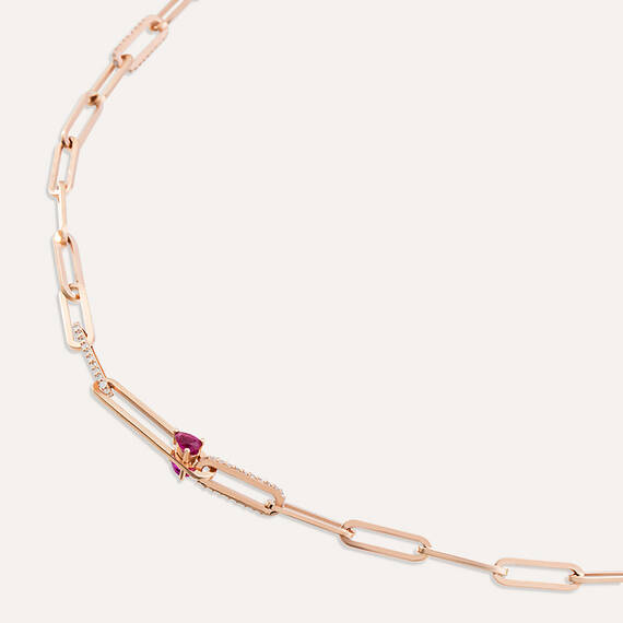 Alida 0.70 CT Diamond and Ruby Chain Necklace - 3