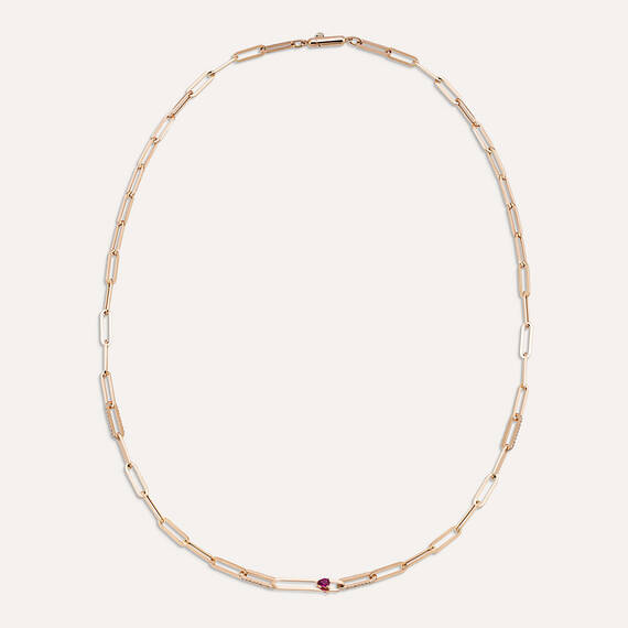 Alida 0.70 CT Diamond and Ruby Chain Necklace - 4