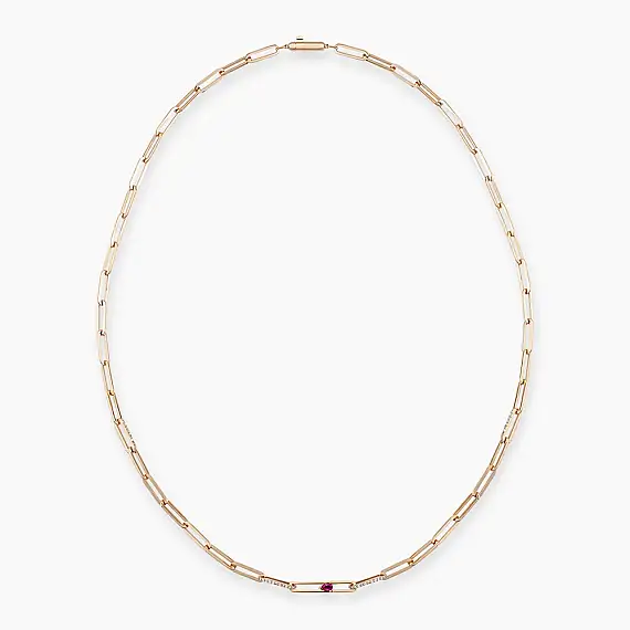 Alida 0.78 CT Yakut ve Pırlanta Taşlı Rose Altın Kolye - 3